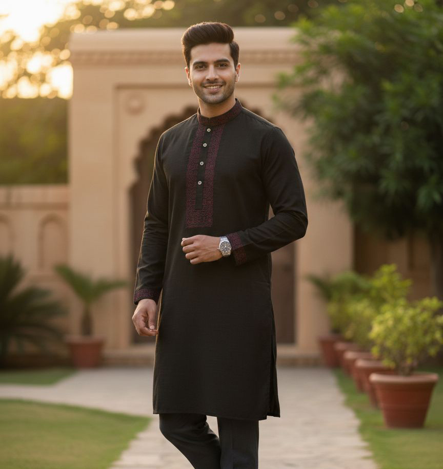 Premium China Zafraan Stitch Cotton Panjabi P-01 price in bangladesh