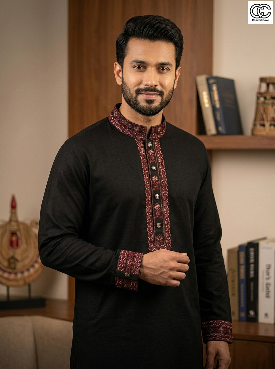 Premium China Zafraan Stitch Cotton Panjabi P-03 price in bangladesh